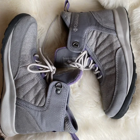 COLUMBIA WOMEN HIKING BOOTS SIZE 6.5  SIPER CUTE GRAY & PURPLE - Picture 4 of 6